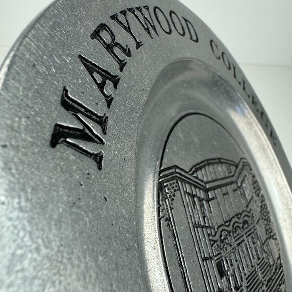 Vtg 1989 Pewter Marywood College University Souvenir Collectible Plate Carson - Picture 11 of 12